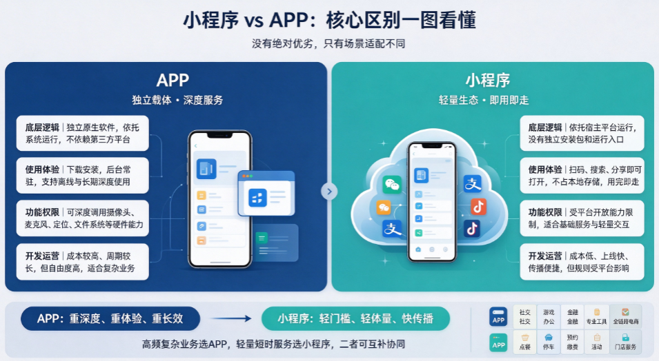 小程序与APP的核心区别：场景不同，选择不同
